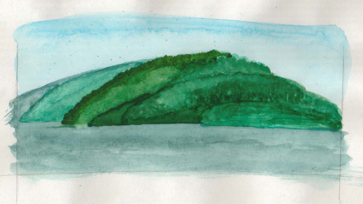 Split Rock Mountain, watercolor by Fred Murphy
